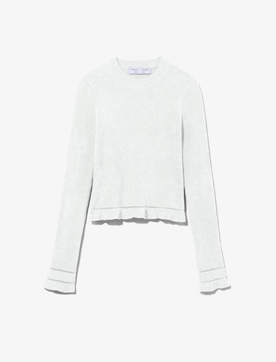 Flat image of Cropped Turtleneck Chenille Sweater in off white