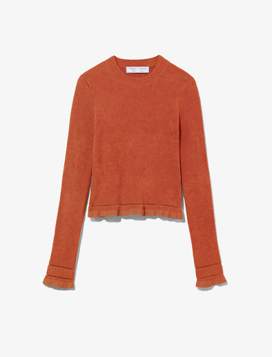 Flat image of Cropped Turtleneck Chenille Sweater in rose