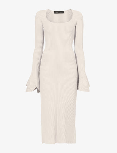 Flat image of Fluted Rib Knit Dress in ivory