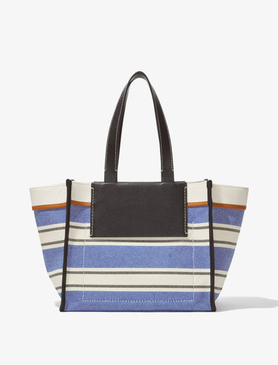 Back image of Large Morris Stripe Canvas Tote in BLACK/WHITE/COBALT