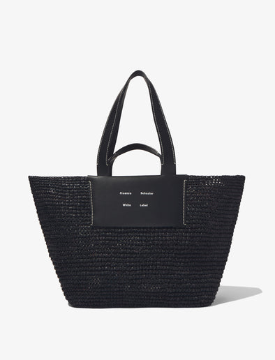 Front image of Large Morris Raffia Tote in BLACK