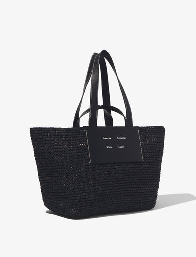 Side image of Large Morris Raffia Tote in BLACK