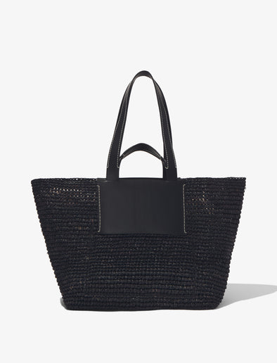 Back image of Large Morris Raffia Tote in BLACK