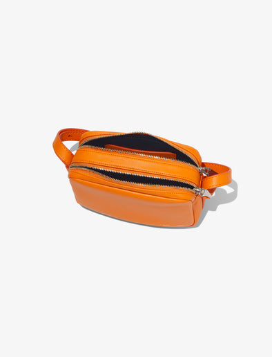 Interior image of Watts Leather Camera Bag in TANGERINE