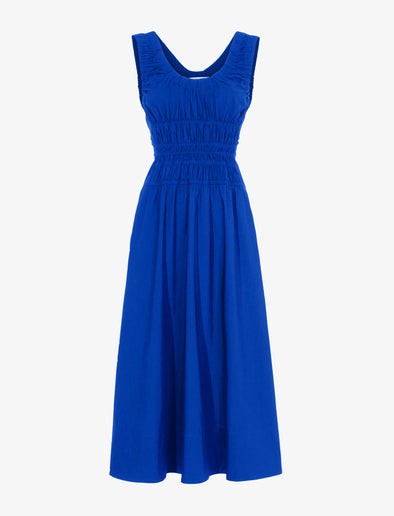 Still Life image of Poplin Gathered Dress in ROYAL BLUE