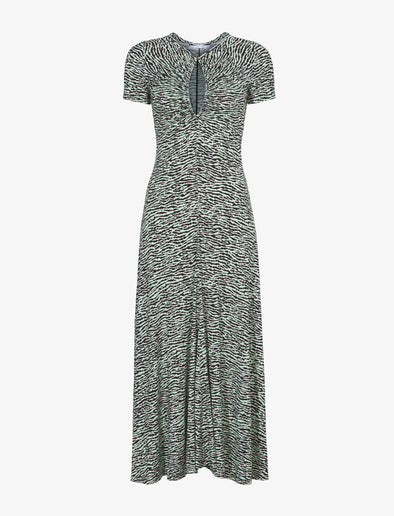 Still Life image of Slinky Jersey Keyhole Dress in BLACK/WHITE/JADE