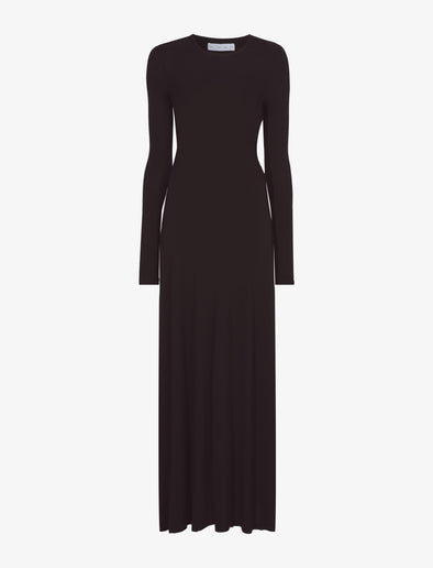 Still Life image of Long Sleeve Jersey Open Back Dress in BLACK