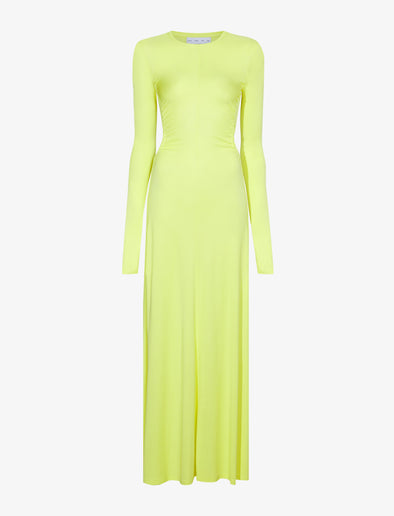 Still Life image of Long Sleeve Jersey Open Back Dress in LIME