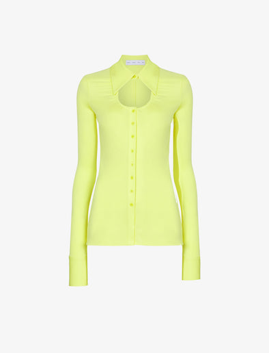 Still Life image of Long Sleeve Jersey Keyhole Top in LIME
