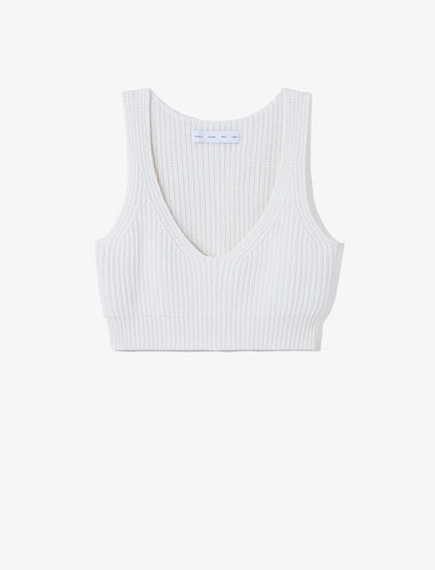 Still Life image of Ribbed Cotton Cropped Sweater in OFF WHITE