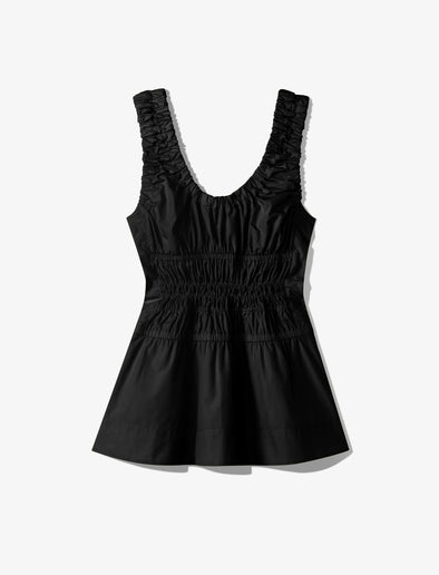 Still Life image of Poplin Gathered Tank Top in BLACK