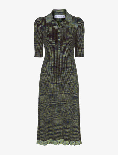 Still Life image of Space Dye Rib Knit Polo Dress in NAVY/LIME/BLACK