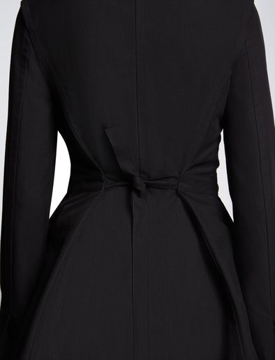 Detail image of model wearing Drapey Suiting Jacket in BLACK