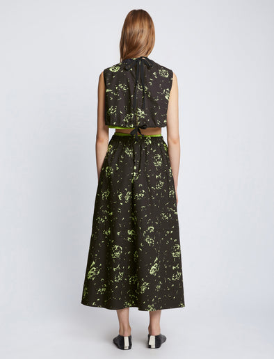 Back image of model wearing Poplin Cut Out Midi Dress in BLACK/LIME