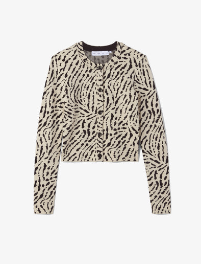 Still Life image of Animal Jacquard Cardigan in BEIGE/BLACK