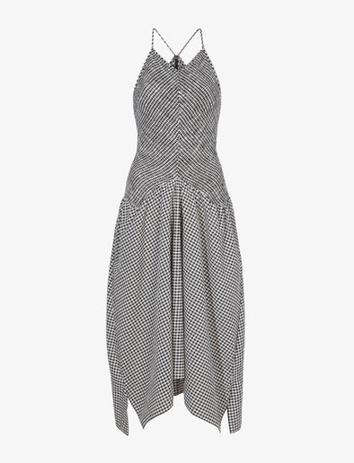 Still Life image of Gingham Seersucker Smocked Dress in OFF WHITE/BLACK