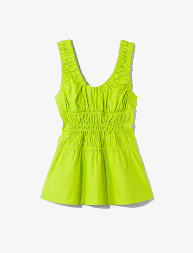 Still Life image of Poplin Gathered Tank Top in GREEN APPLE