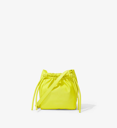 Front image of Drawstring Pouch in SULPHUR with strap down