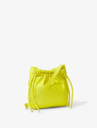 Side image of Drawstring Pouch in SULPHUR with strap down