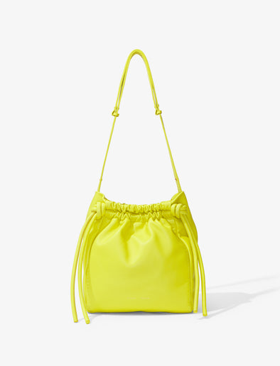 Front image of Drawstring Pouch in SULPHUR with strap up