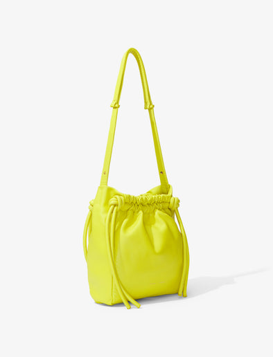 Side image of Drawstring Pouch in SULPHUR with strap up
