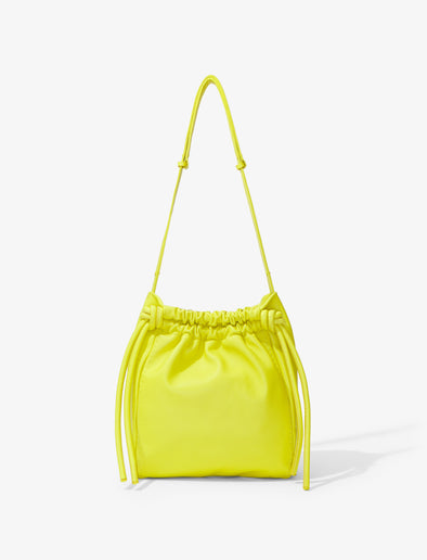 Back image of Drawstring Pouch in SULPHUR with strap up
