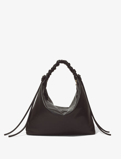 Back image of Large Drawstring Shoulder Bag in BLACK