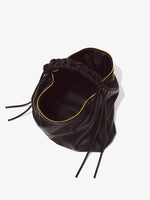 Interior image of Large Drawstring Shoulder Bag in BLACK