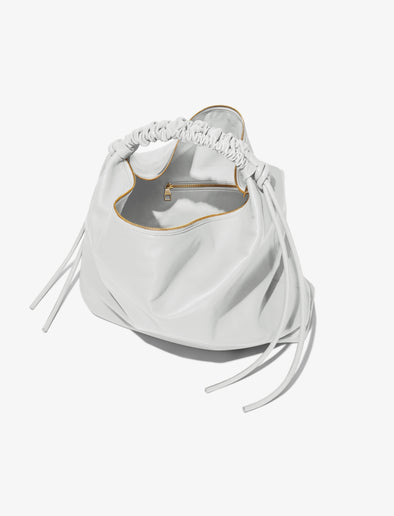 Aerial image of Large Drawstring Shoulder Bag in OPTIC WHITE