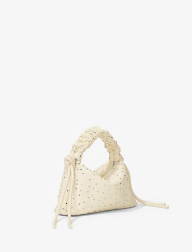 Side image of Studded Mini Drawstring Bag in ECRU