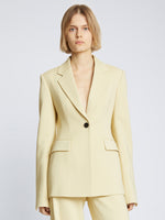 Front cropped image of model wearing Viscose Suiting Jacket in PARCHMENT