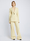 Front full length image of model wearing Viscose Suiting Jacket in PARCHMENT