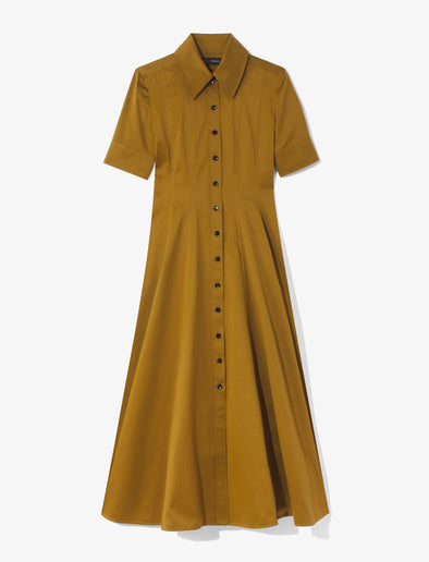Still Life image of Silk Cotton Shirt Dress in FATIGUE