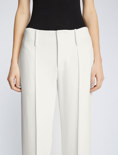 Detail image of model wearing Bi-Stretch Crepe Cropped Pants in WHITE