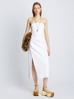 Front full length image of model wearing Compact Terry Jersey Dress in WHITE