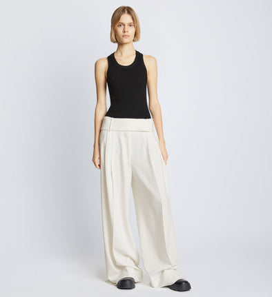 Front full length image of model wearing Matte Viscose Crepe Pants in WHITE