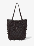 Front image of Macramé Drawstring Tote in BLACK