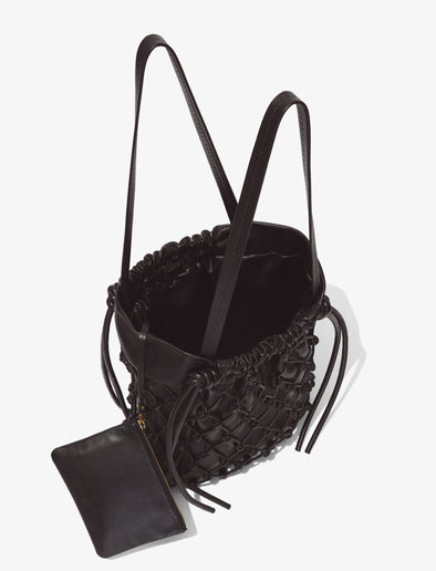 Interior image of Macramé Drawstring Tote in BLACK