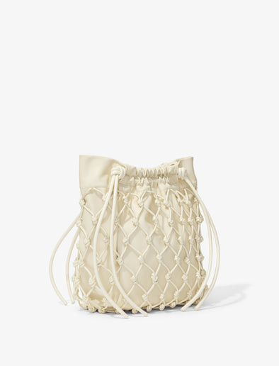 Side image of Macramé Drawstring Tote in ECRU