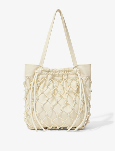 Back image of Macramé Drawstring Tote in ECRU