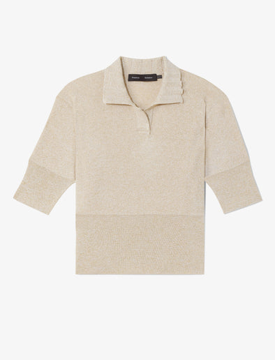 Still Life image of Metallic Knit Polo in CHAMPAGNE