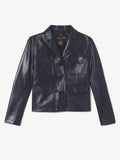 Still Life image of Glossy Leather Jacket in NAVY