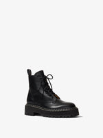 Front 3/4 image of LUG SOLE PLATFORM LACE-UP BOOTS in Black