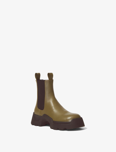 Front 3/4 image of STOMP CHELSEA BOOTS in Military Green