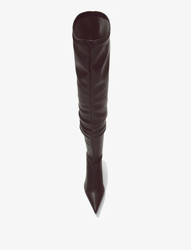 Aerial image of SPIKE STRETCH OVER-THE-KNEE BOOTS in Black