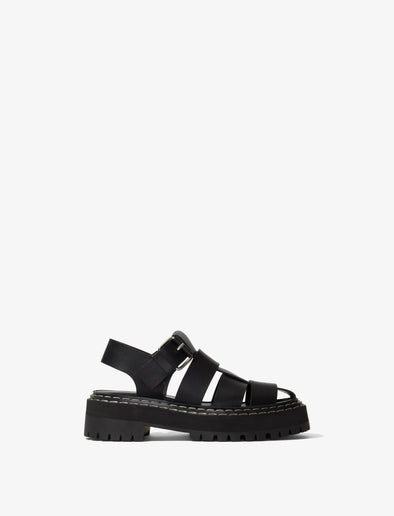 Side image of LUG SOLE PLATFORM FISHERMAN SANDALS in Black