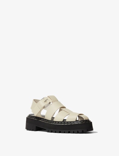 Front 3/4 image of LUG SOLE PLATFORM FISHERMAN SANDALS in Natural