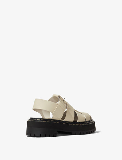 Back 3/4 image of LUG SOLE PLATFORM FISHERMAN SANDALS in Natural