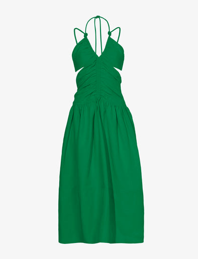 Still Life image of Viscose Linen Ruched Dress in BRIGHT GREEN