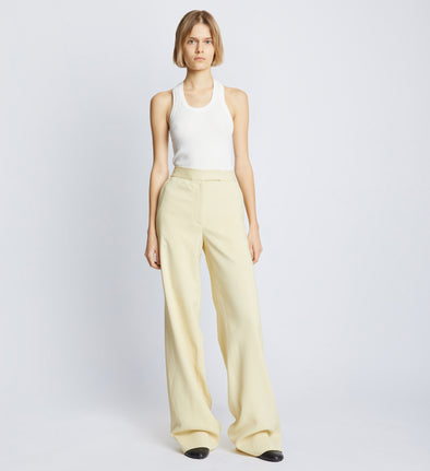 Front full length image of model wearing Viscose Suiting Pants in PARCHMENT